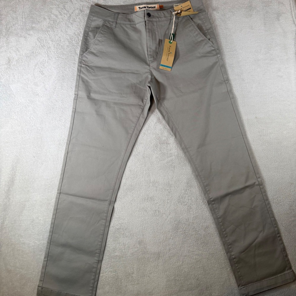 Tailor Vintage Mens Chino Pants 32x32 Gray Classic Fit Stretch 1690JR1054 NWT